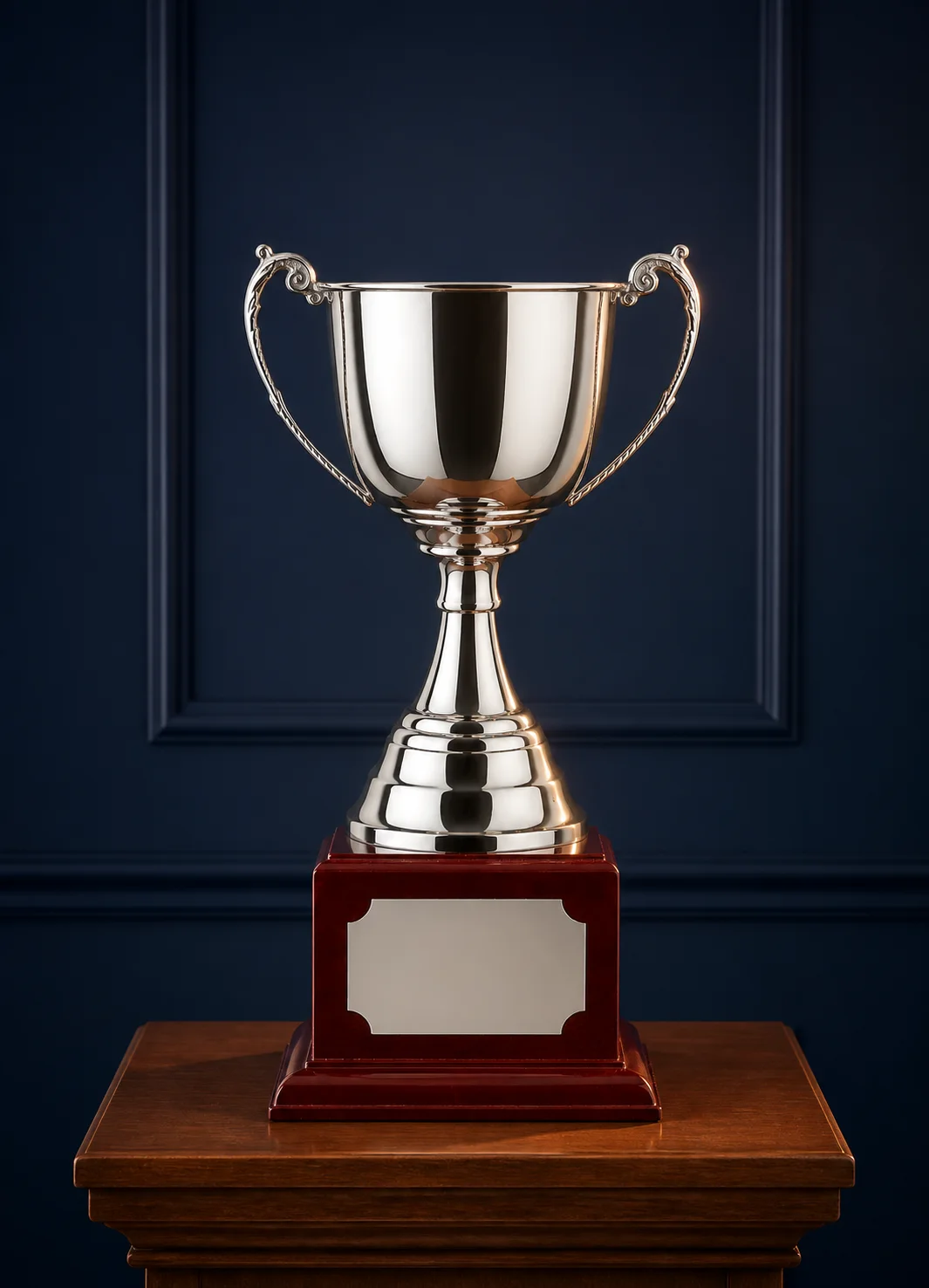 Classic two-handled silver cup in a heritage workshop